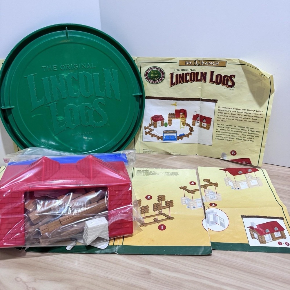 Lincoln Logs Big L Ranch Wood 150 Pieces w/Canister & Instructions Missing 2 PC - Picture 9 of 13